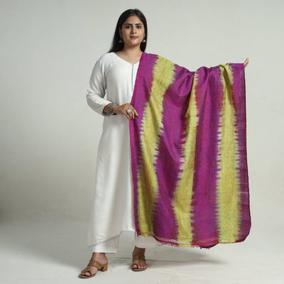 Multicolor - Bengal Kantha Embroidery Block Printed Silk Handloom Dupatta 12