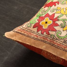 Buy Bengal Kantha Embroidery Reversible Silk Cushion Cover 24 Online at iTokri.com