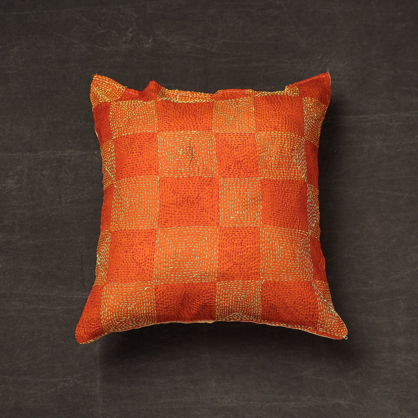 Buy Bengal Kantha Embroidery Reversible Silk Cushion Cover 24 Online at iTokri.com