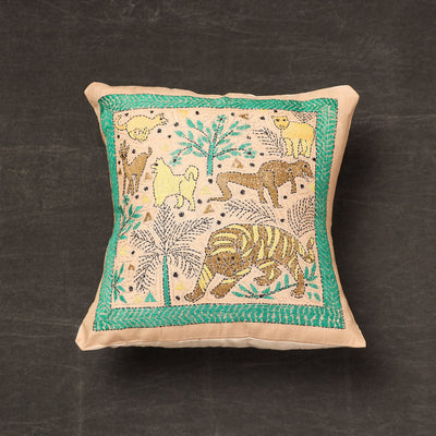 Buy Bengal Kantha Embroidery Silk Cushion Cover 05 Online at iTokri.com