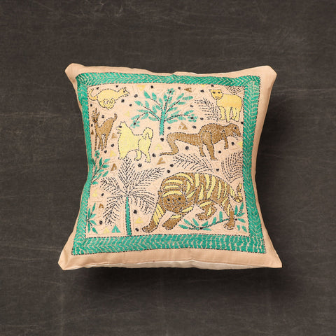 Buy Bengal Kantha Embroidery Silk Cushion Cover 05 Online at iTokri.com