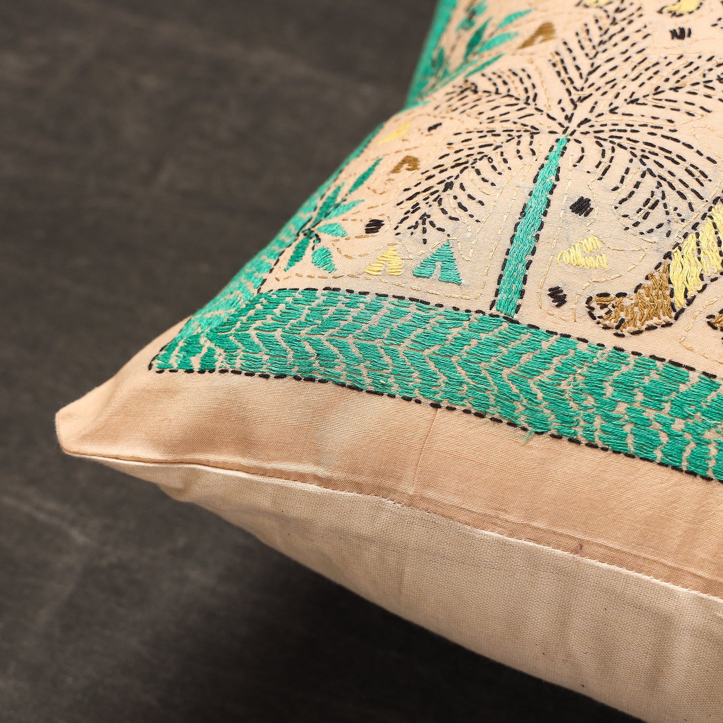 Buy Bengal Kantha Embroidery Silk Cushion Cover 05 Online at iTokri.com