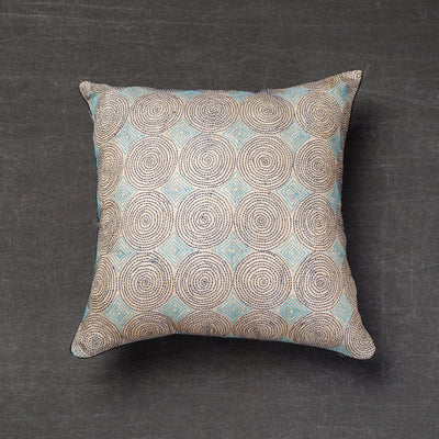  Bengal Kantha Embroidery Tussar Silk Cushion Cover 