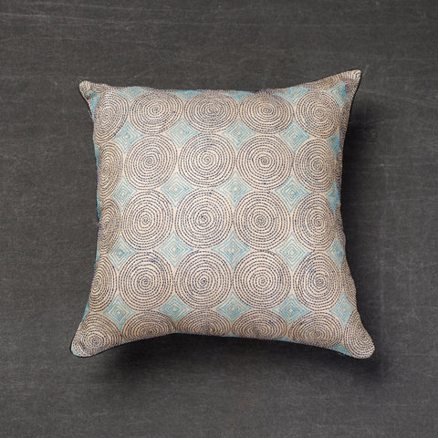  Bengal Kantha Embroidery Tussar Silk Cushion Cover 
