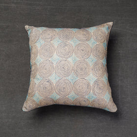  Bengal Kantha Embroidery Tussar Silk Cushion Cover 