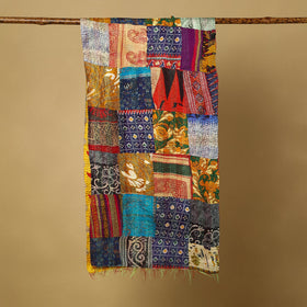  Multicolor Bengal Kantha Work Reversible Patchwork Silk Stole