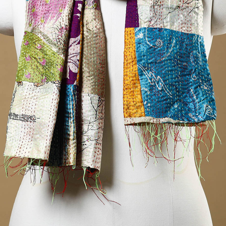 Multicolor - bengal kantha work reversible patchwork silk