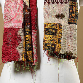 Buy Multicolor Bengal Kantha Work Reversible Patchwork Silk Stole