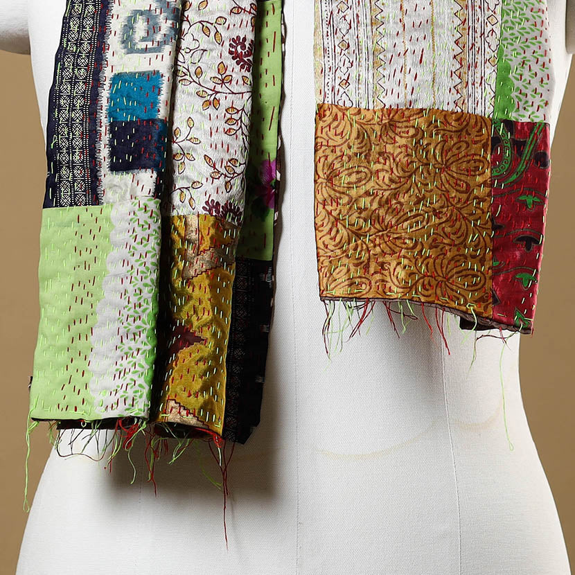 Multicolor - bengal kantha work reversible patchwork silk