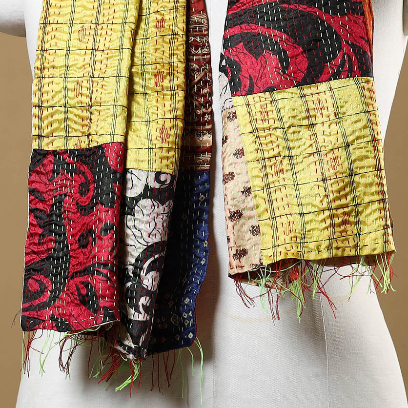 Multicolor - bengal kantha work reversible patchwork silk