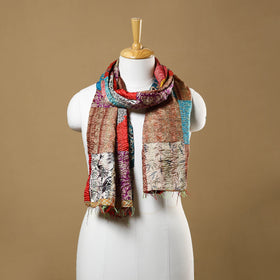 Buy Multicolor Bengal Kantha Work Reversible Patchwork Silk Stole