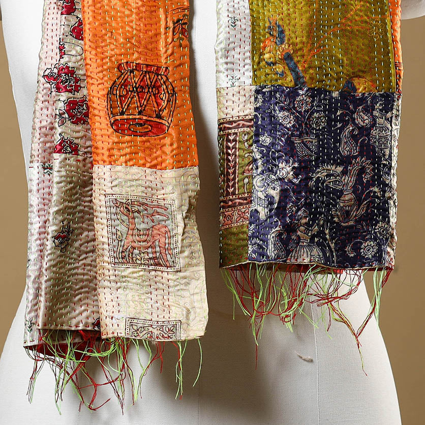 Multicolor - bengal kantha work reversible patchwork silk