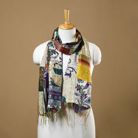  Multicolor Bengal Kantha Work Reversible Patchwork Silk Stole