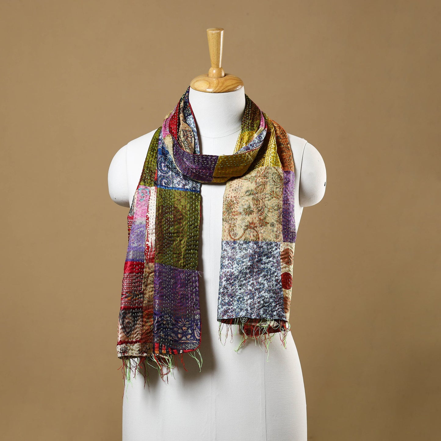 Multicolor - bengal kantha work reversible patchwork silk