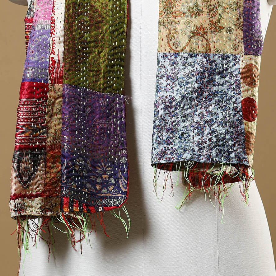 Multicolor - bengal kantha work reversible patchwork silk