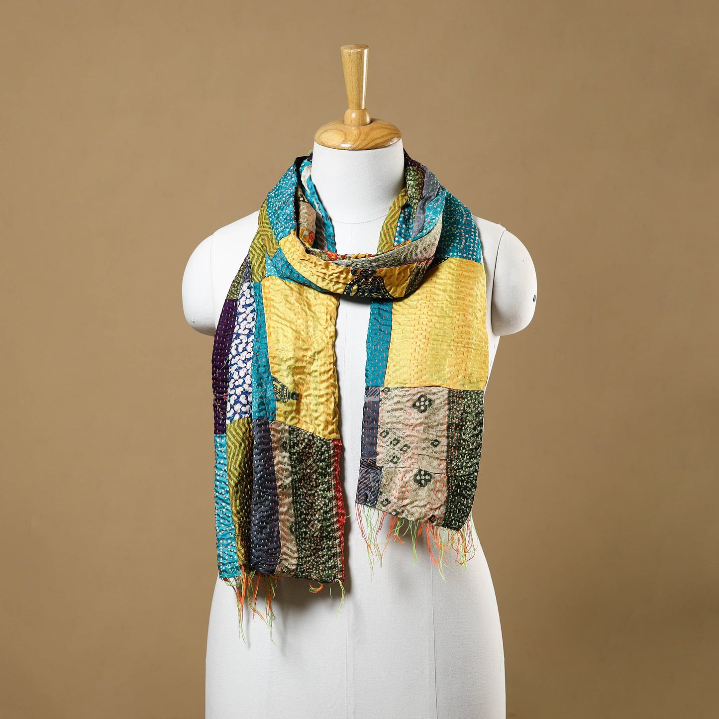 Multicolor - bengal kantha work reversible patchwork silk