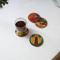 Bengal patua handpainted akashmoni wooden coasters (set