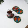 Bengal patua handpainted akashmoni wooden coasters (set