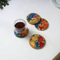 Bengal patua handpainted akashmoni wooden coasters (set
