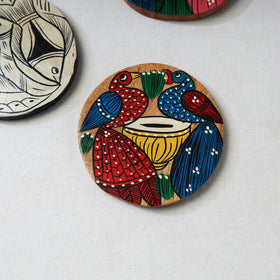 Bengal patua handpainted akashmoni wooden coasters (set