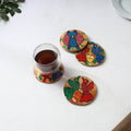 Bengal patua handpainted akashmoni wooden coasters (set
