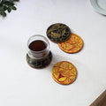Bengal patua handpainted akashmoni wooden coasters (set