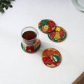 Bengal patua handpainted akashmoni wooden coasters (set