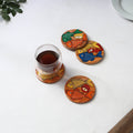 Bengal patua handpainted akashmoni wooden coasters (set