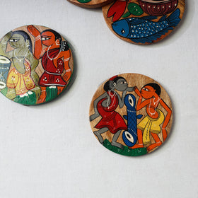 Bengal patua handpainted akashmoni wooden coasters (set