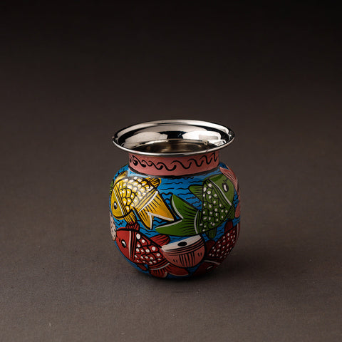  Bengal Patua Handpainted Stainless Steel Lota / Pooja Kalash