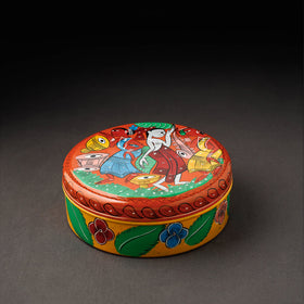 Bengal Patua Handpainted Stainless Steel Multicolor Masala Box
