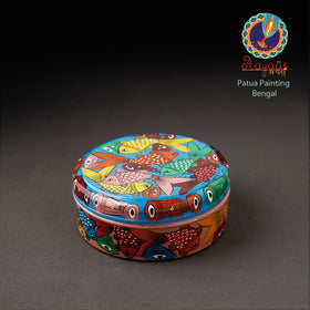 Bengal Patua Handpainted Stainless Steel Multicolor Masala Box