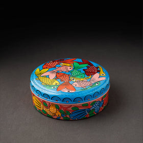 Bengal Patua Handpainted Stainless Steel Multicolor Masala Box