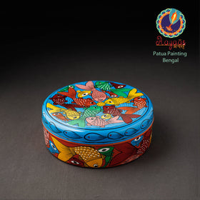 Bengal Patua Handpainted Stainless Steel  Multicolor Masala Box