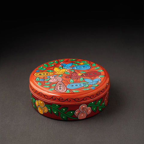 Bengal Patua Handpainted Stainless Steel Multicolor Masala Box 
