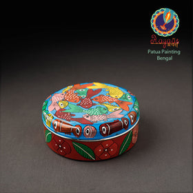 Bengal Patua Handpainted Stainless Steel Multicolor Masala Box