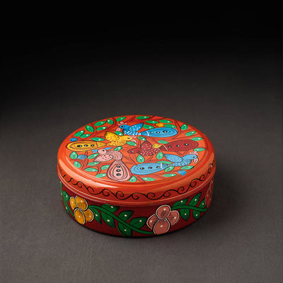 Bengal Patua Handpainted Stainless Steel Multicolor Masala Box 
