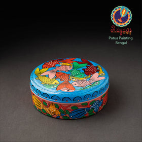 Bengal Patua Handpainted Stainless Steel Multicolor Masala Box