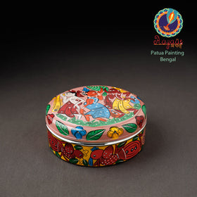Bengal Patua Handpainted Stainless Steel Multicolor Masala Box