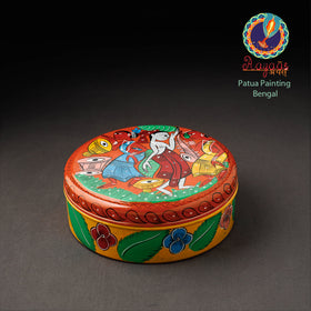 Bengal Patua Handpainted Stainless Steel Multicolor Masala Box