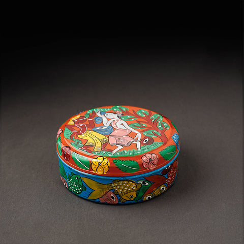 Bengal Patua Handpainted Stainless Steel Multicolor Masala Box 