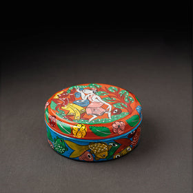 Bengal Patua Handpainted Stainless Steel Multicolor Masala Box 