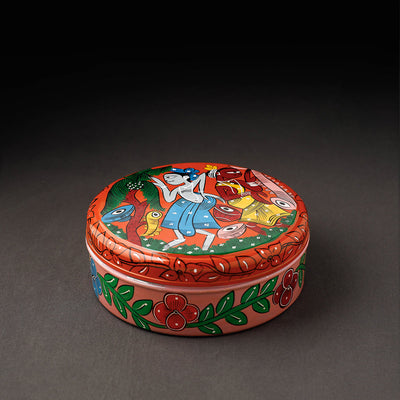 Bengal Patua Multicolor Handpainted Stainless Steel Masala Box