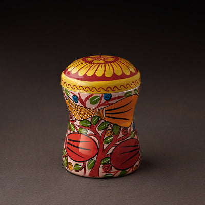 Multicolor Bengal Patua Handpainted Stainless Steel Multi Utility Canister
