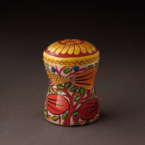 Multicolor Bengal Patua Handpainted Stainless Steel Multi Utility Canister