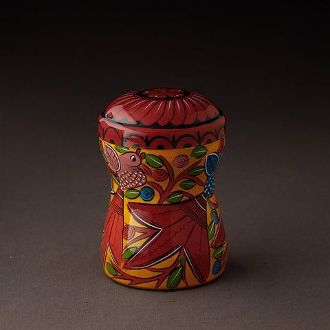 Multicolor Bengal Patua Handpainted Stainless Steel Multi Utility Canister