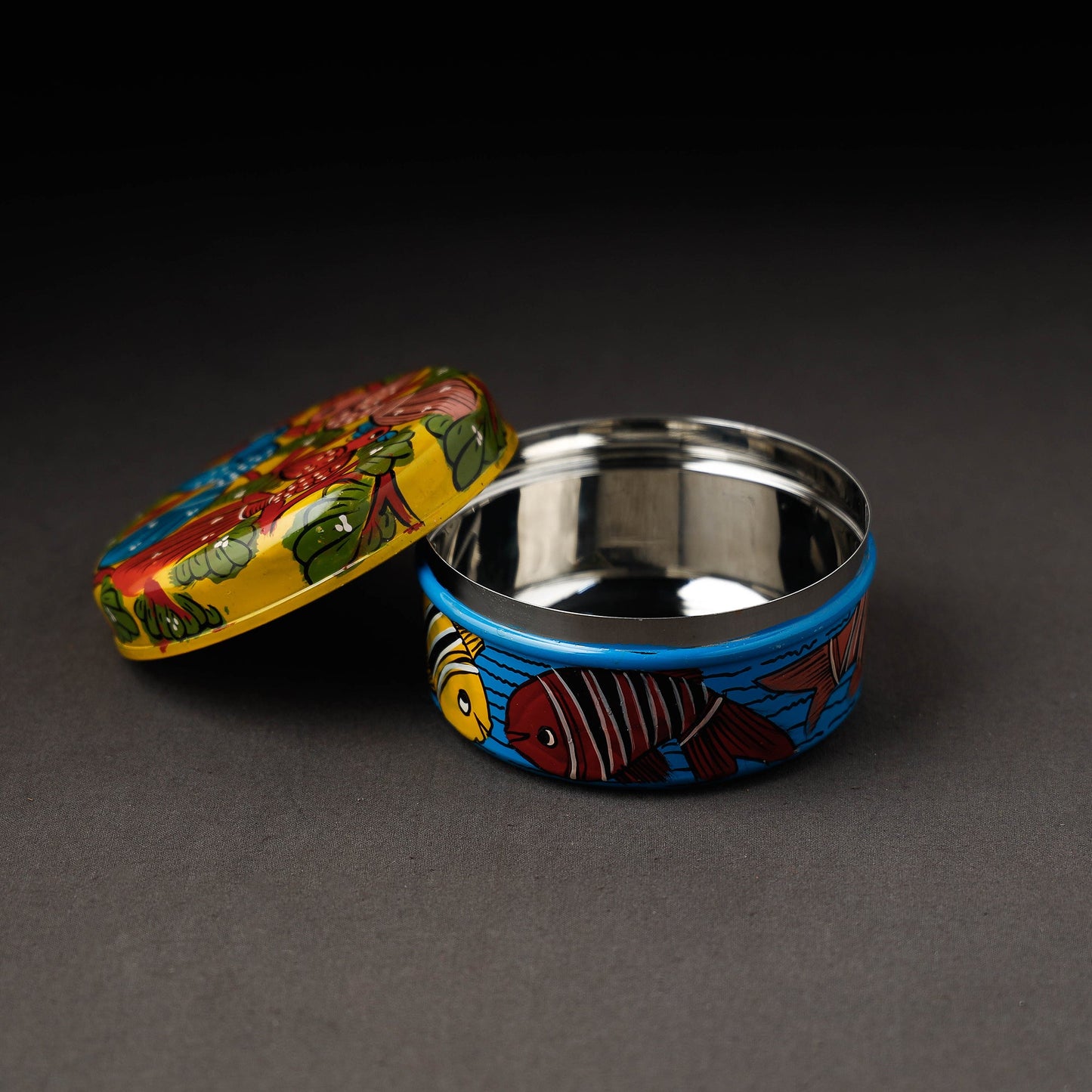  Bengal Patua Handpainted Stainless Steel Multi Utility Container 