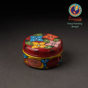 Red Bengal Patua Handpainted Stainless Steel Multi Utility Container