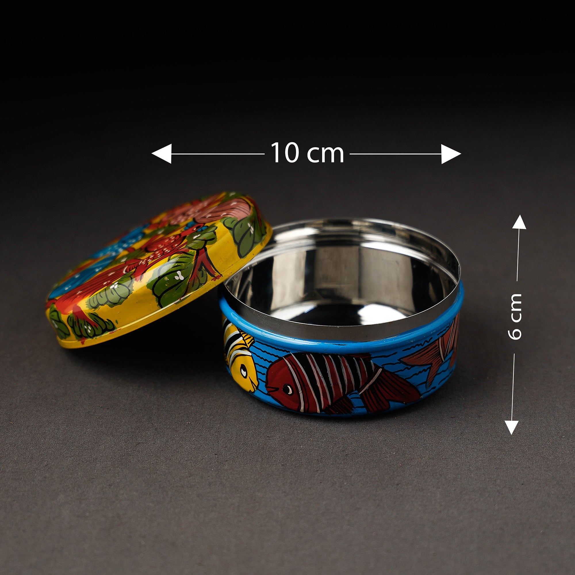  Bengal Patua Handpainted Stainless Steel Multi Utility Container 