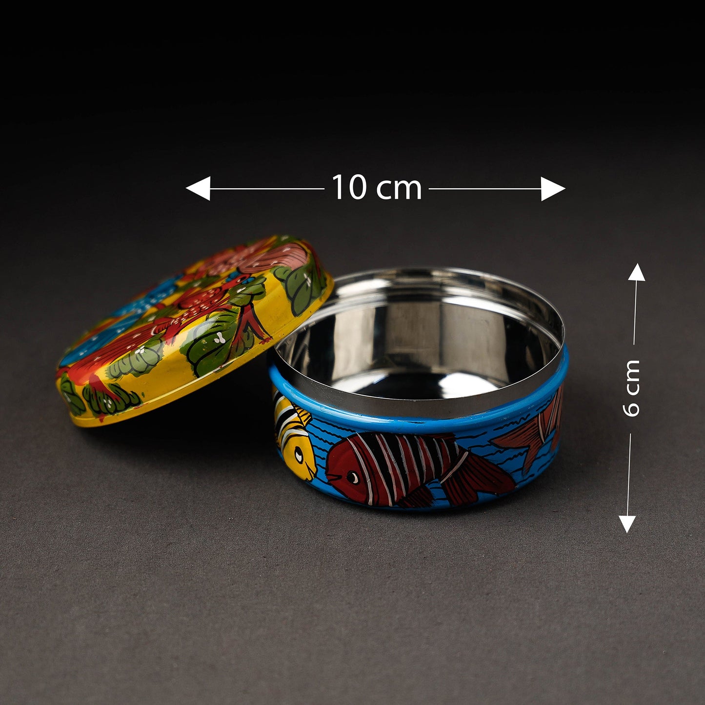  Bengal Patua Handpainted Stainless Steel Multi Utility Container 